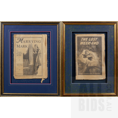Framed 1939 Australian Womens Weekly and Daily Telegraph Novels (2)