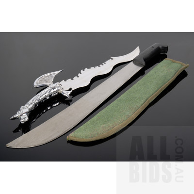 Relica Long Bowie Knife with Canvas Sheath and a Replica Knife with Unicorn Handle (2)