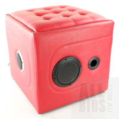 Red Ottoman with Built-In Speakers