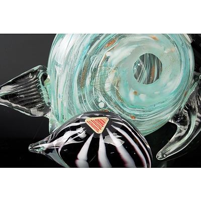 Hand Made Fabrique A lamain Art Glass Turtle and a Murana Glass Swan