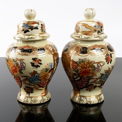 Two Vintage Oriental Porcelain Bedhead Finials