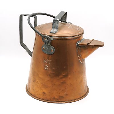 19th Century Copper Jug, Stamped with Crown DSB and MDT 