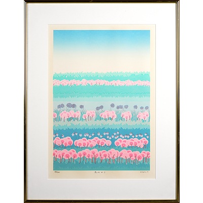 Omyio Matsuda (Japanese Mid 20th Century) Field of Blooms, Silkscreen 24/150