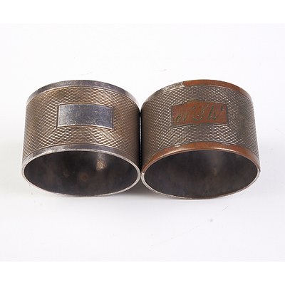 Sterling Silver Napkin Ring and Three Silver Plated Napkin Rings