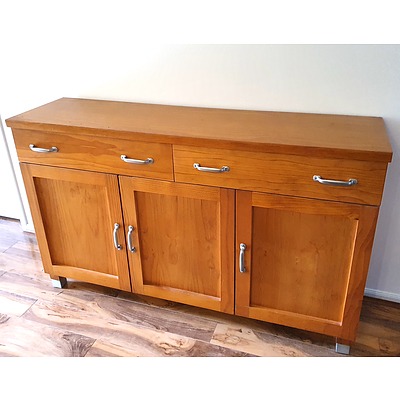 Pine Sideboard, with Three Doors and Two Drawers