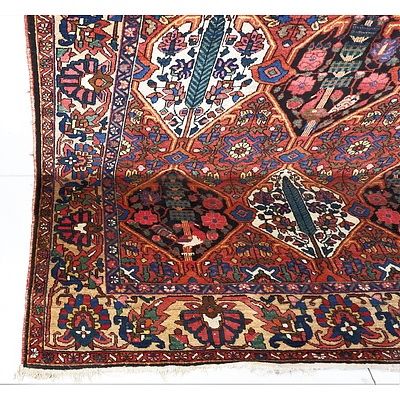 Antique Persian Bakhtiari Hand Woven Wool Pile Rug