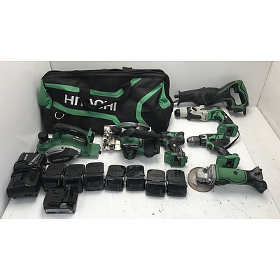Seven Piece Hitachi 18V Tool Kit With Accessories
