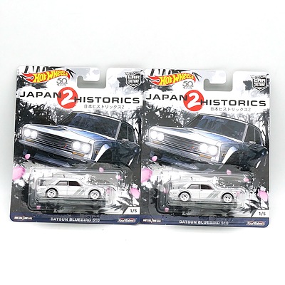Two Hot Wheels Japan Historics Series 2 Datsun Bluebirds