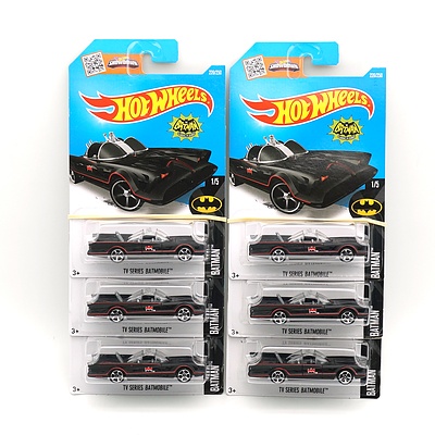 Six Hot Wheels Batman TV Series Batmobile Models