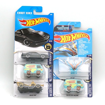 Five Hot Wheels HW Screen Time Models, Including Kitt, The Mystery Machine and More 