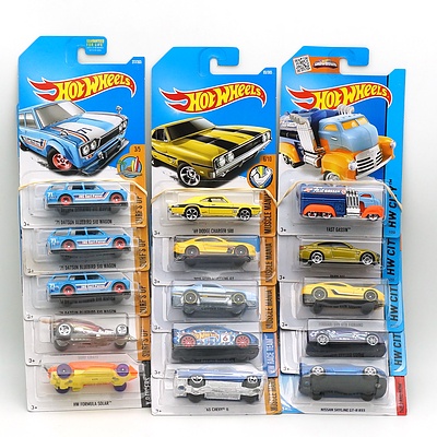 Fifteen Hot Wheels Models, Including HW City, HW Race Team, Then and Now, muscle mania and More 