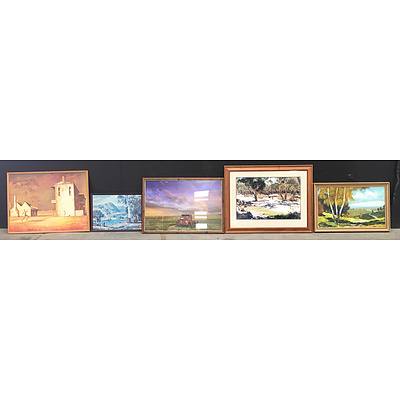 Ready To Hang Art Prints, Paintings And Framed Photographs - Lot Of Five
