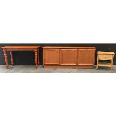 Mixed Household Furniture - Timber Sideboard, Pine Table, And Occasional Table