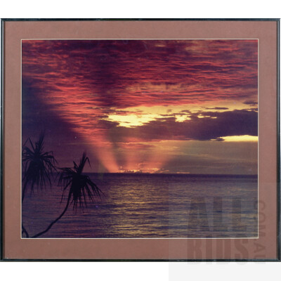 A Framed Reproduction Sunset Scene, 50 x 70 cm