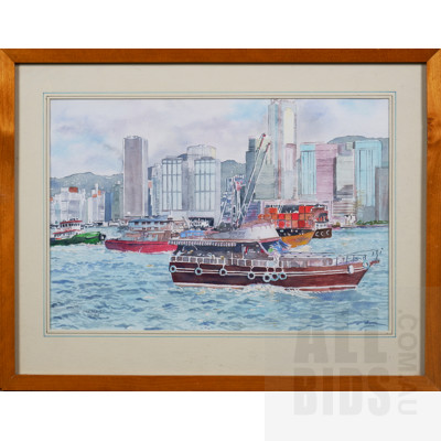 Jim Parslow, Victoria Harbour, Hong Kong 1994, Watercolour