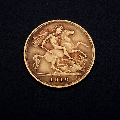 1910 Edward VII 22ct Gold Half Sovereign, Sydney Mint Mark