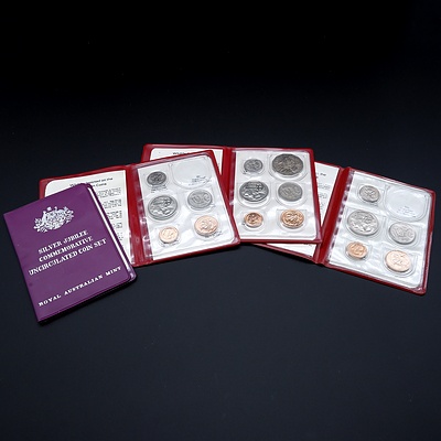 Four Uncirculated  RAM Coin Sets in Red Wallets 1977-1980