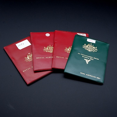 Four Uncirculated  RAM Coin Sets in Red Wallets 1981-1983