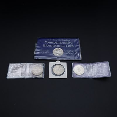 Four Collectable 50c Pieces, 2x Round 1966, 1970 Captain Cook, Uncirculated Commemorative Bicentennial Coin