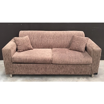 Brown Fabric 2 Seat Sofa Bed