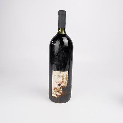 Two 1.5 Litre red Wines - Reg drayton 2001 cabernet Shiraz and Charles Sturt 1995 Cabernet Merlot (2)