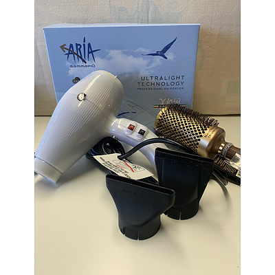 L32 - Aria Gammapiu Ultralight Technology Professional Hairdryer and Olivia Garden hairbrush