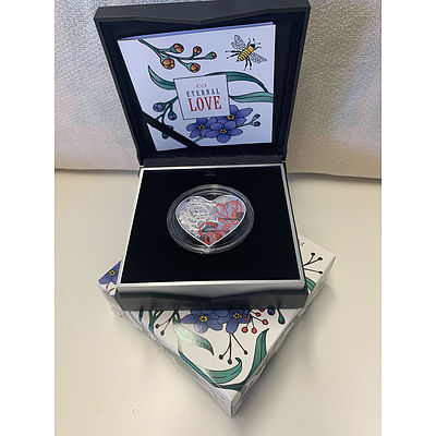 L63 - 2015 $5 Silver Proof Heart Shaped coin