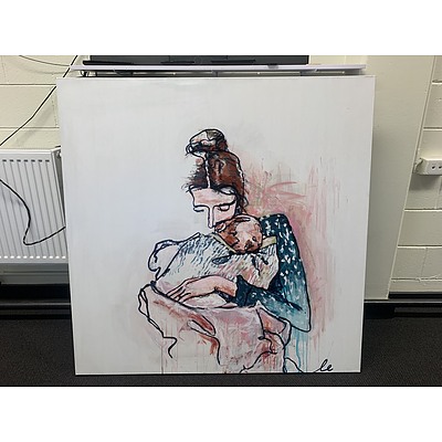L67 - Nurture' mother and child original artwork by Lauren Elise