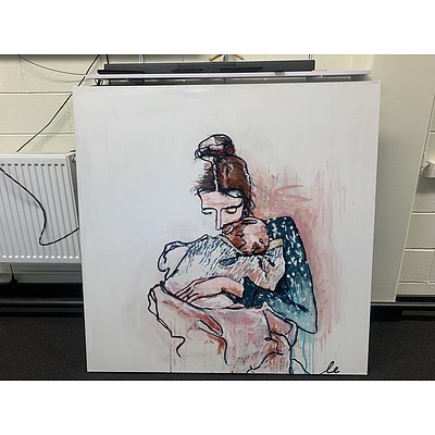 L67 - Nurture' mother and child original artwork by Lauren Elise