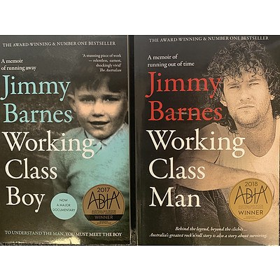 L7 - Set of 2 personally signed memoirs by Jimmy Barnes -Working Class Boy and Working Class Man