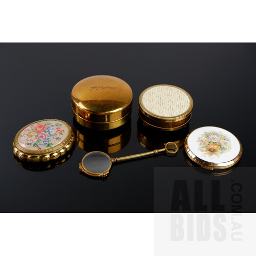 Two Vintage Patch Boxes, Three Compacts and Lorgnette