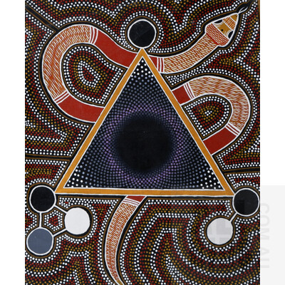 Three Unframed Canvases in Aboriginal Style, Two Paintings and One Print