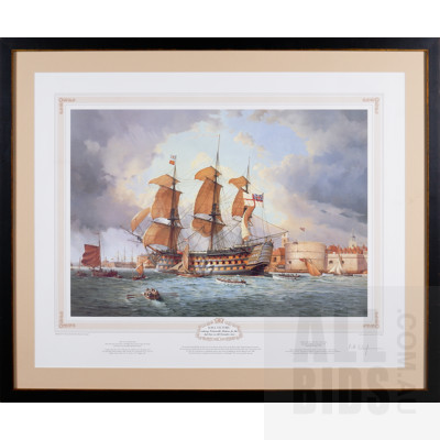 Reproduction Print of W.H. Bishop's HMS Victory Entering Portsmouth Harbour for the Last Time on 4 December 1812