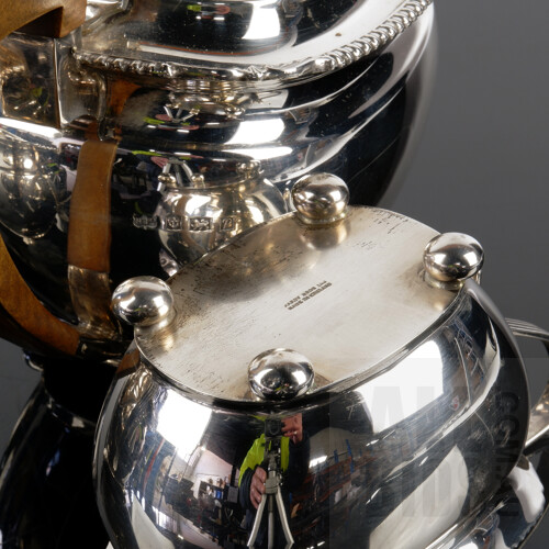 Sterling Silver Four Piece Tea and Coffee Service, Hardy Bros, Birmingham, 1965-1966, 1808g