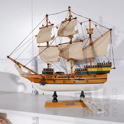 Wooden Hand Made Model of the Ship the Mayflower on Stand