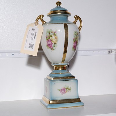 Antique Empire Works Stoke on Trent Porcelain handled Pedestal Urn