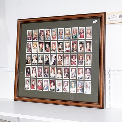 Double Sided Framed Set of 50 John Player & Sons 'Kings and Queens of England' Cigarette cards