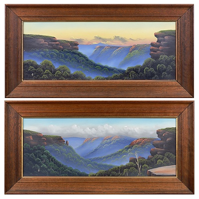 Australian School, A Pair of Landscape Scenes, Oil on Board, each 23 x 61 cm (2)