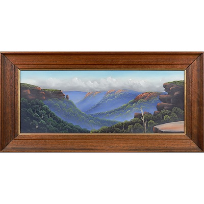 Australian School, A Pair of Landscape Scenes, Oil on Board, each 23 x 61 cm (2)