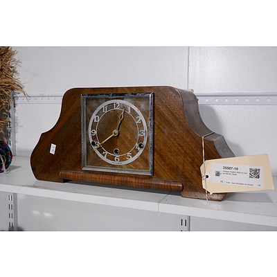Vintage English Walnut Cased Mantle Clock