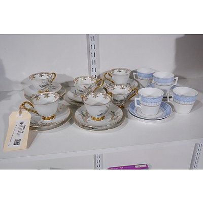 Five Rembrandt Floral Trios with Spare Cup & Saucer and Four Austrian Cups and Saucers