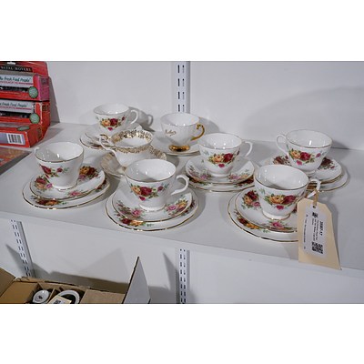 Five Duchess Floral Trios and Two 'Mother' Cups and Saucers