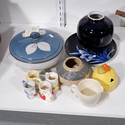 Assorted Vintage Porcelain and Pottery including Studio pottery Vase and Royal Winton Sugar Bowl