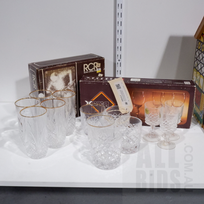 Assorted Crystal Stemware and Tumblers including Cristal De Flandre and RCR