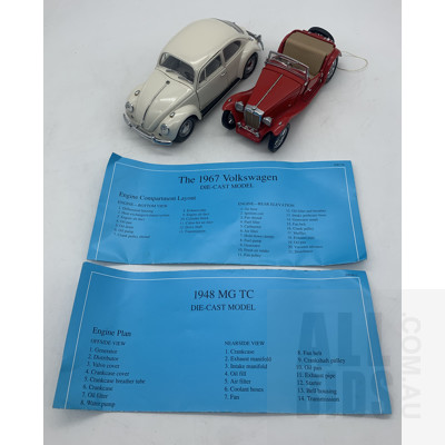 Franklin Mint Diecast 1:24 1967 VW Beetle and 1948 MG TC Model Cars (2)