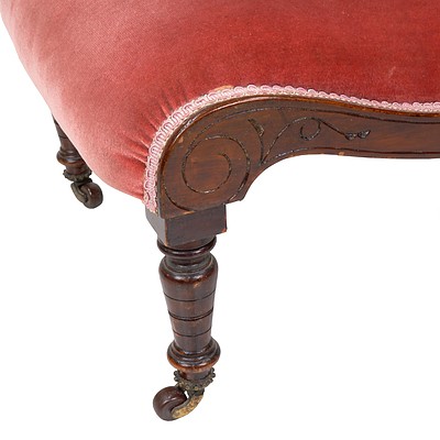 Victorian Red Velvet Upholster Slipper Chair, Circa 1880