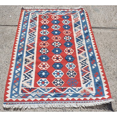 Vintage Persian Hand Knotted Wool Pile Kilim