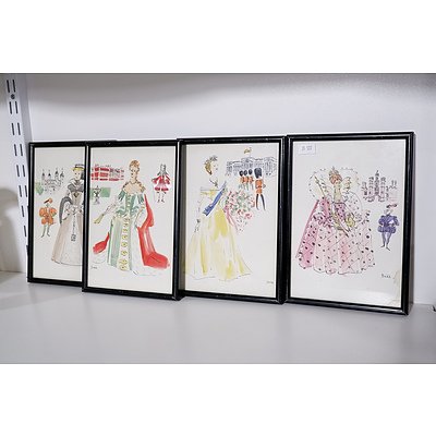Four Small Framed Vintage Art Prints - Queens Through The Ages and a Miniature Portrait Print (5)