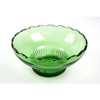 Vintage Green Glass Bowl - Marked to Base E. O. Brody USA