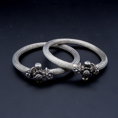 Pair of Indian Silver Bangles, 61g